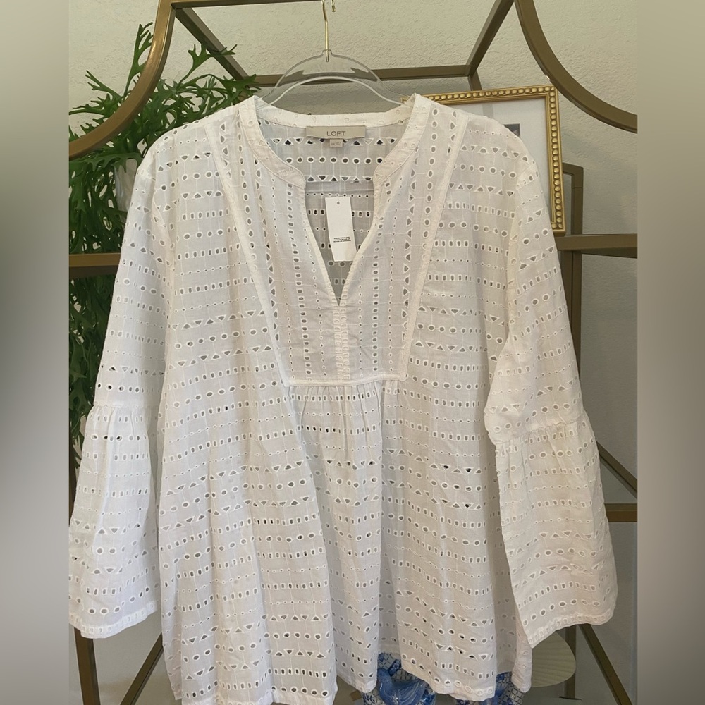 New with tag Loft white eyelet tunic top XXL